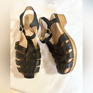 Dansko Black Strappy Leather Sandals